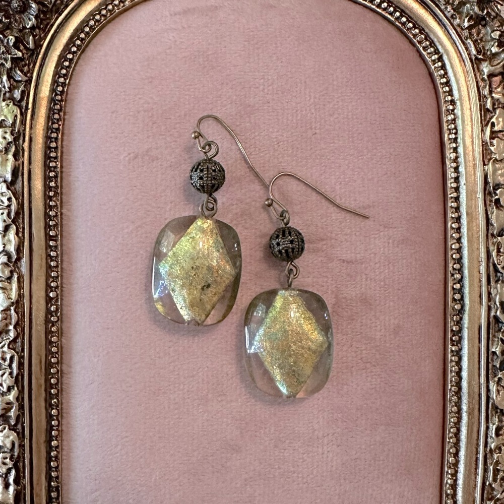 Set of 3 Earrings Green, Pink & Burnished Gold Bohemian Style Collection Bundle - Picture 6 of 12